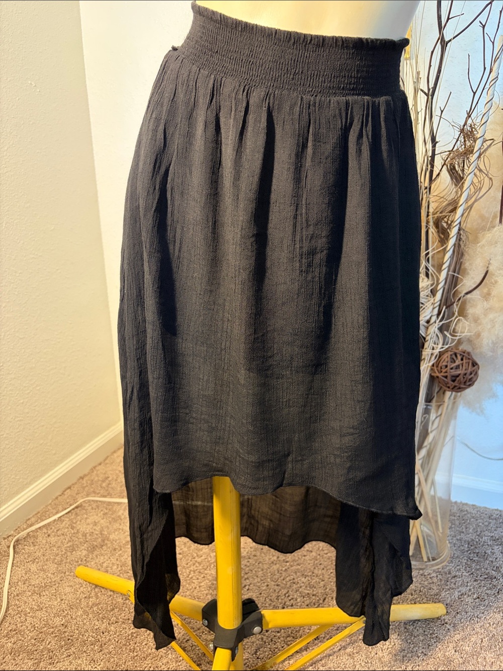 Poetry Black High-Low Gauze Skirt